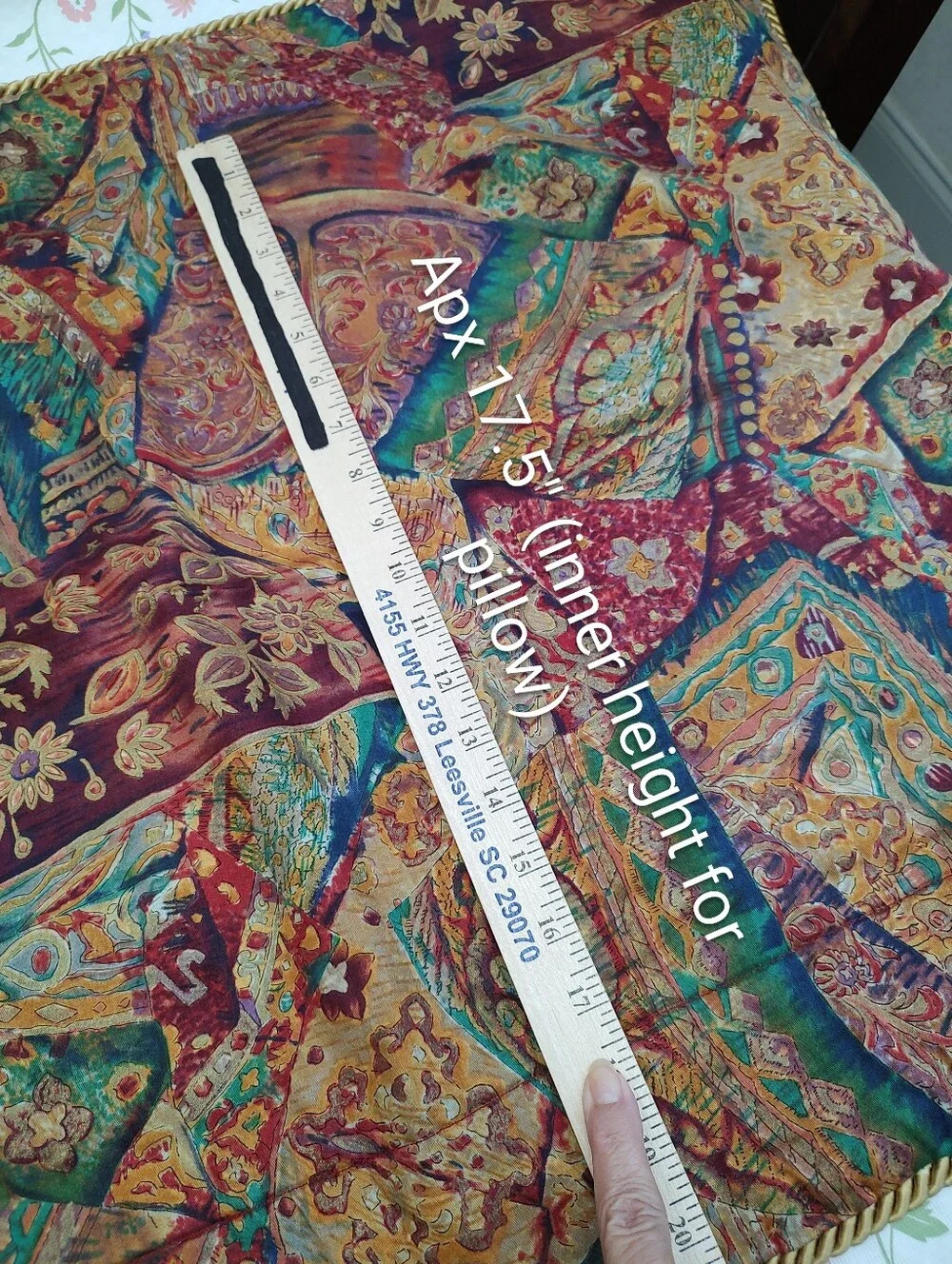 5TH AVE Designs Fabric Hand Made? King Shams Gold Braid Trim Rich Tapestry Color